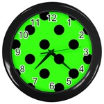 Polka Dots - Black on Neon Green Wall Clock (Black)