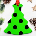 Polka Dots - Black on Neon Green Ornament (Christmas Tree)