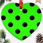 Polka Dots - Black on Neon Green Ornament (Heart)