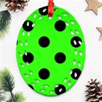 Polka Dots - Black on Neon Green Ornament (Bell) Ornament (Oval Filigree)