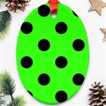 Polka Dots - Black on Neon Green Ornament (Oval)