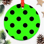 Polka Dots - Black on Neon Green Ornament (Round)