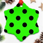 Polka Dots - Black on Neon Green Ornament (Snowflake)