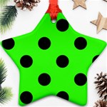 Polka Dots - Black on Neon Green Ornament (Star)