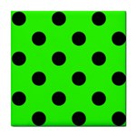 Polka Dots - Black on Neon Green Tile Coaster