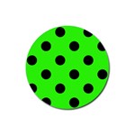 Polka Dots - Black on Neon Green Rubber Round Coaster (4 pack)