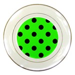 Polka Dots - Black on Neon Green Porcelain Plate