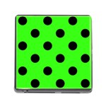 Polka Dots - Black on Neon Green Memory Card Reader (Square)