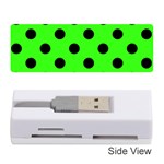 Polka Dots - Black on Neon Green Memory Card Reader (Stick)