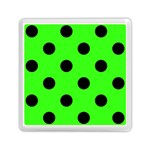 Polka Dots - Black on Neon Green Memory Card Reader with Storage (Square)