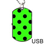 Polka Dots - Black on Neon Green Dog Tag USB Flash (One Side)