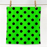 Polka Dots - Black on Neon Green Face Towel