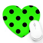 Polka Dots - Black on Neon Green Heart Mousepad