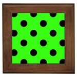 Polka Dots - Black on Neon Green Framed Tile