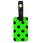 Polka Dots - Black on Neon Green Luggage Tag (One Side)