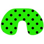 Polka Dots - Black on Neon Green Travel Neck Pillow