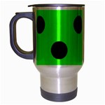 Polka Dots - Black on Neon Green Travel Mug (Silver Gray)