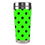 Polka Dots - Black on Neon Green Stainless Steel Travel Tumbler