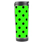 Polka Dots - Black on Neon Green Travel Tumbler