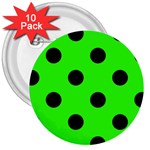 Polka Dots - Black on Neon Green 3  Button (10 pack)