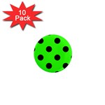 Polka Dots - Black on Neon Green 1  Mini Magnet (10 pack)