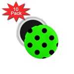 Polka Dots - Black on Neon Green 1.75  Magnet (10 pack)