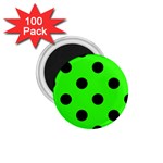 Polka Dots - Black on Neon Green 1.75  Magnet (100 pack)