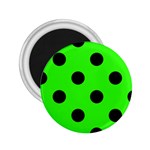 Polka Dots - Black on Neon Green 2.25  Magnet