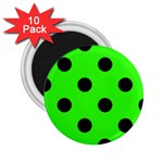 Polka Dots - Black on Neon Green 2.25  Magnet (10 pack)