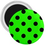 Polka Dots - Black on Neon Green 3  Magnet