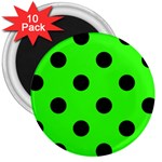 Polka Dots - Black on Neon Green 3  Magnet (10 pack)