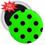 Polka Dots - Black on Neon Green 3  Magnet (100 pack)