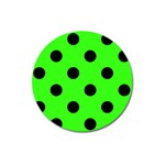 Polka Dots - Black on Neon Green Magnet 3  (Round)