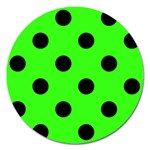 Polka Dots - Black on Neon Green Magnet 5  (Round)