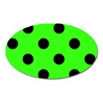 Polka Dots - Black on Neon Green Magnet (Oval)