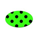 Polka Dots - Black on Neon Green Sticker (Oval)