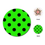 Polka Dots - Black on Neon Green Playing Cards (Round)