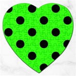 Polka Dots - Black on Neon Green Jigsaw Puzzle (Heart)