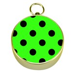 Polka Dots - Black on Neon Green Gold Compass