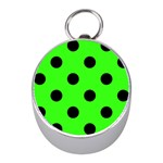 Polka Dots - Black on Neon Green Silver Compass (Mini)