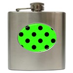 Polka Dots - Black on Neon Green Hip Flask (6 oz)