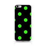 Polka Dots - Neon Green on Black Apple iPhone 6/6S Silicone Case (Transparent)