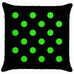 Polka Dots - Neon Green on Black Throw Pillow Case (Black)