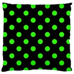 Polka Dots - Neon Green on Black Standard Flano Cushion Case (Two Sides)