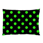 Polka Dots - Neon Green on Black Pillow Case (One Side)