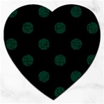 Polka Dots - Deep Green on Black Jigsaw Puzzle (Heart)