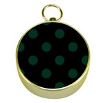 Polka Dots - Deep Green on Black Gold Compass