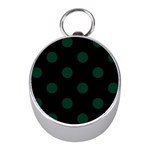 Polka Dots - Deep Green on Black Silver Compass (Mini)