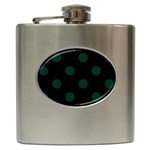 Polka Dots - Deep Green on Black Hip Flask (6 oz)