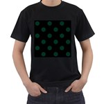 Polka Dots - Deep Green on Black Men s T-Shirt (Black)